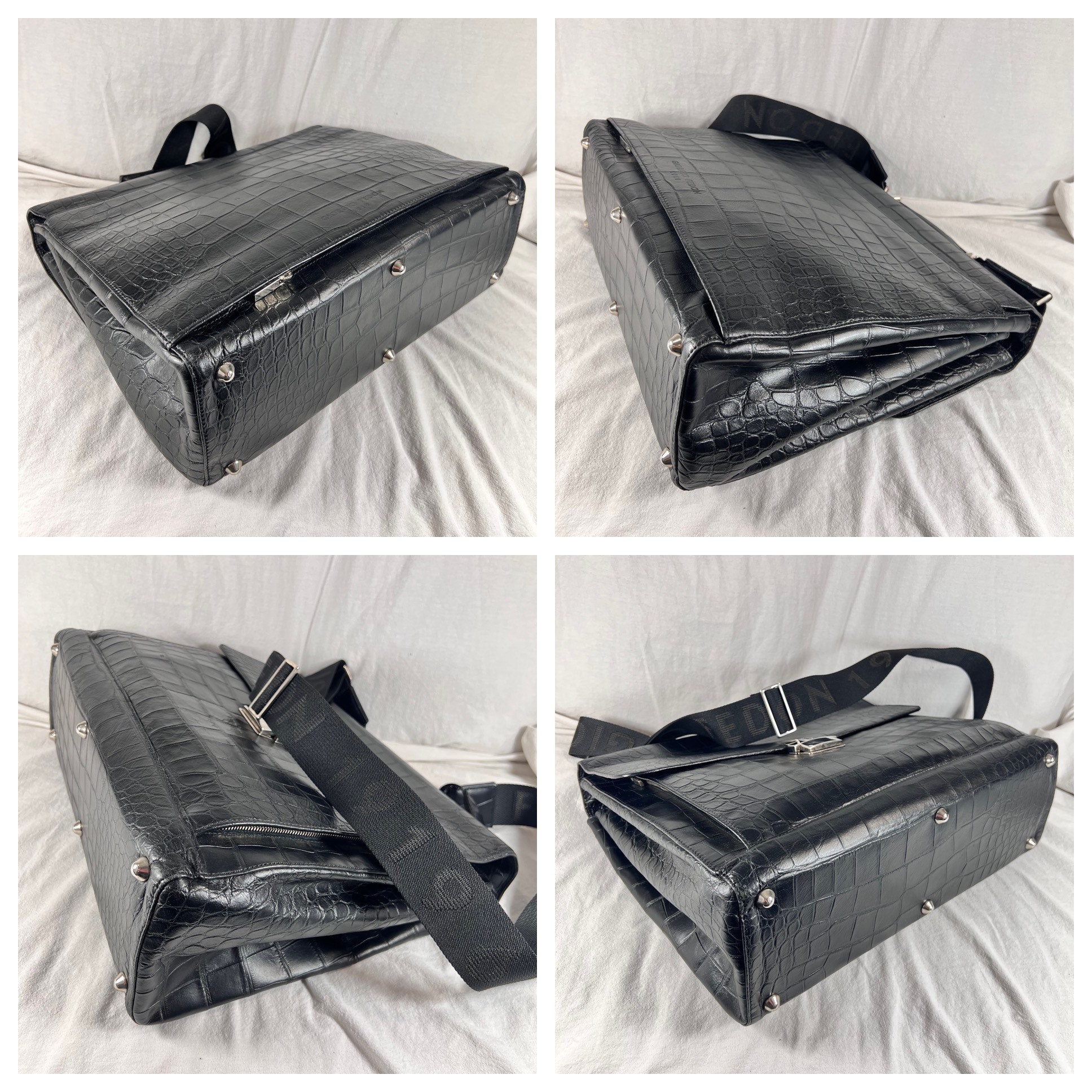 GIORGIO FEDON 1919 Vintage Black Leather Brief Briefcase