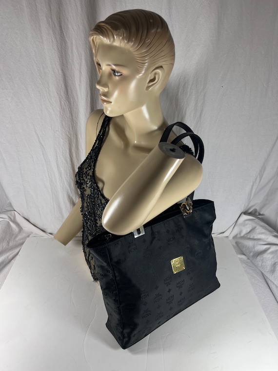 MCM Shoulder Bag, Vintage, Black, Canvas Suede, Good Condition