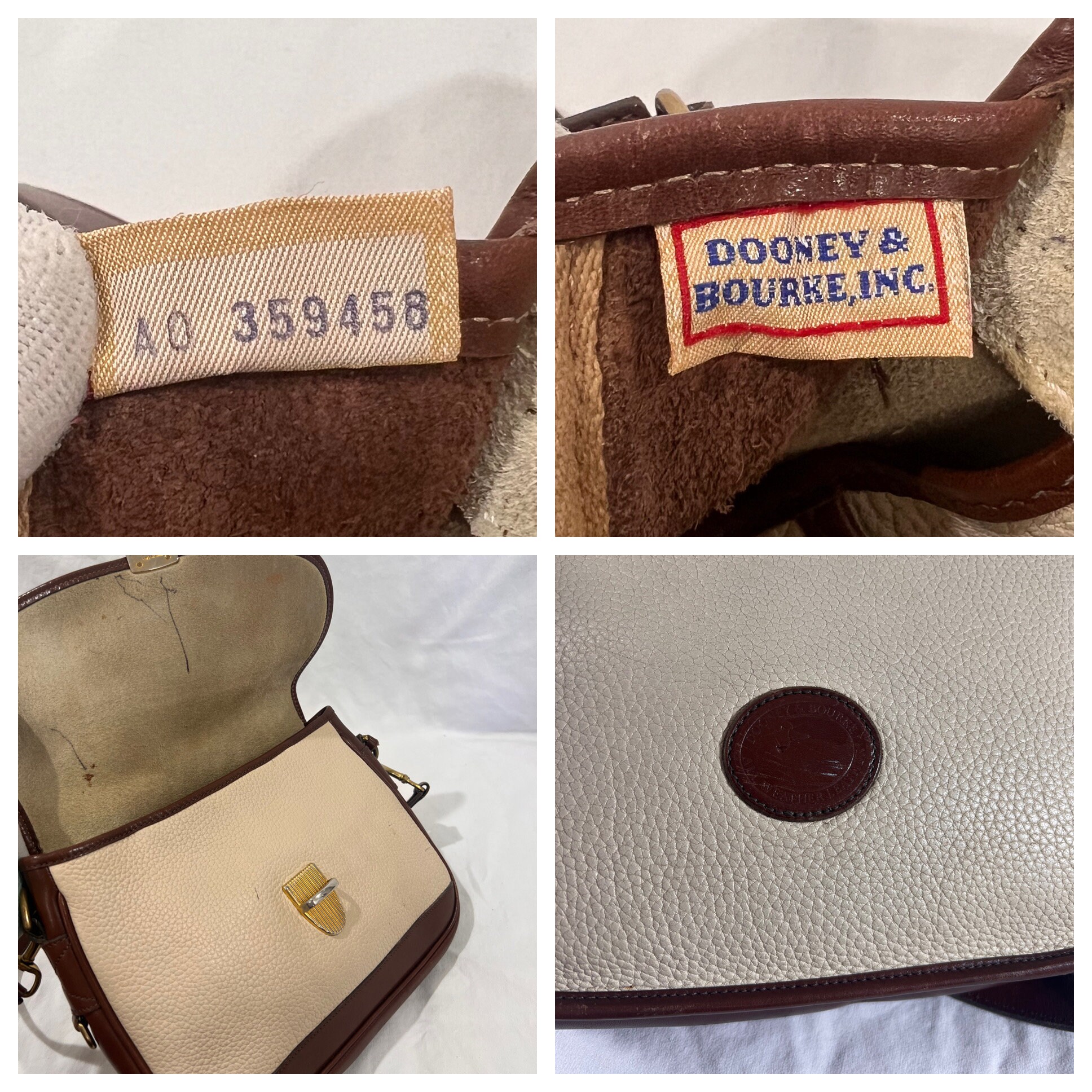 DOONEY & BOURKE アイボリーブラウン レザー ショルダーサッチェル 