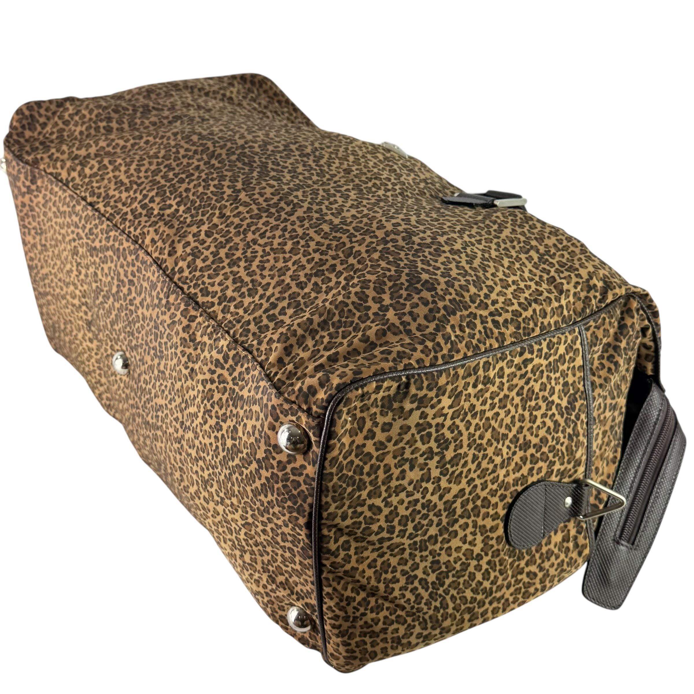 BOTTEGA VENETA Leopard Print Nylon Travel Weekender Duffle Bag