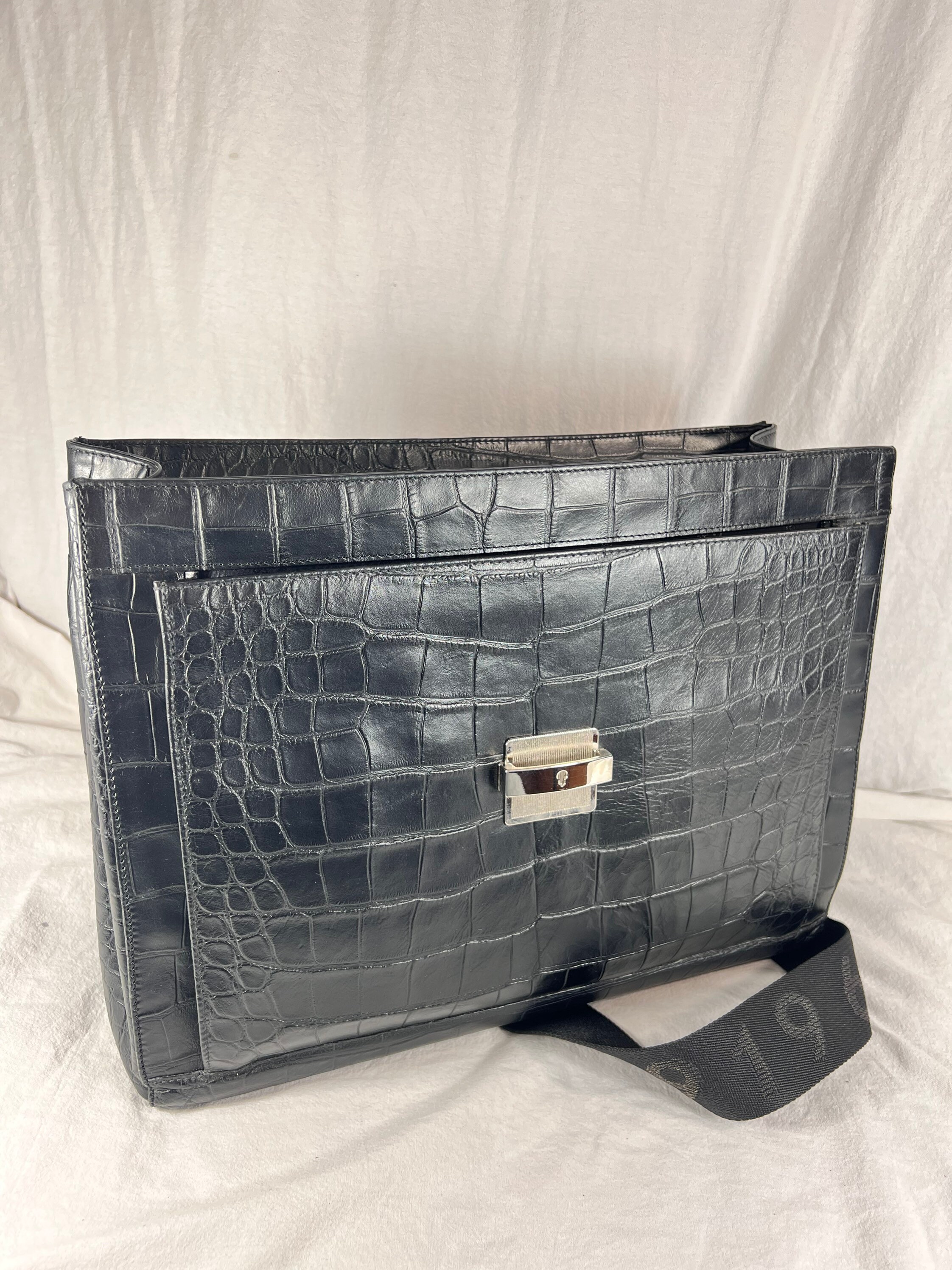 GIORGIO FEDON 1919 Vintage Black Leather Brief Briefcase