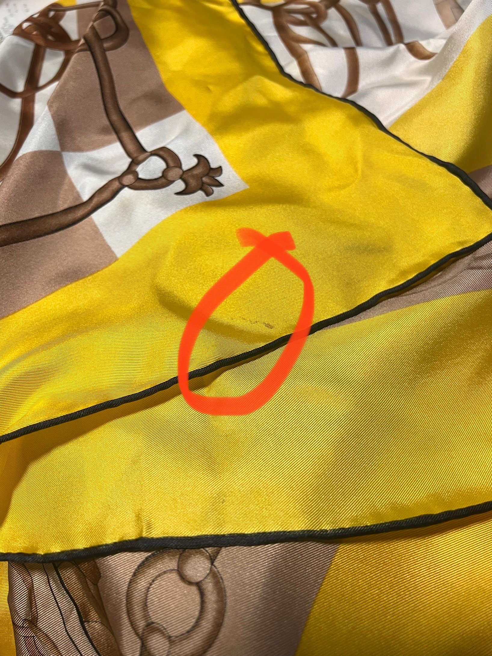 HERMES Cliquetis Yellow 100% Silk With Swords Pattern Scarf Made