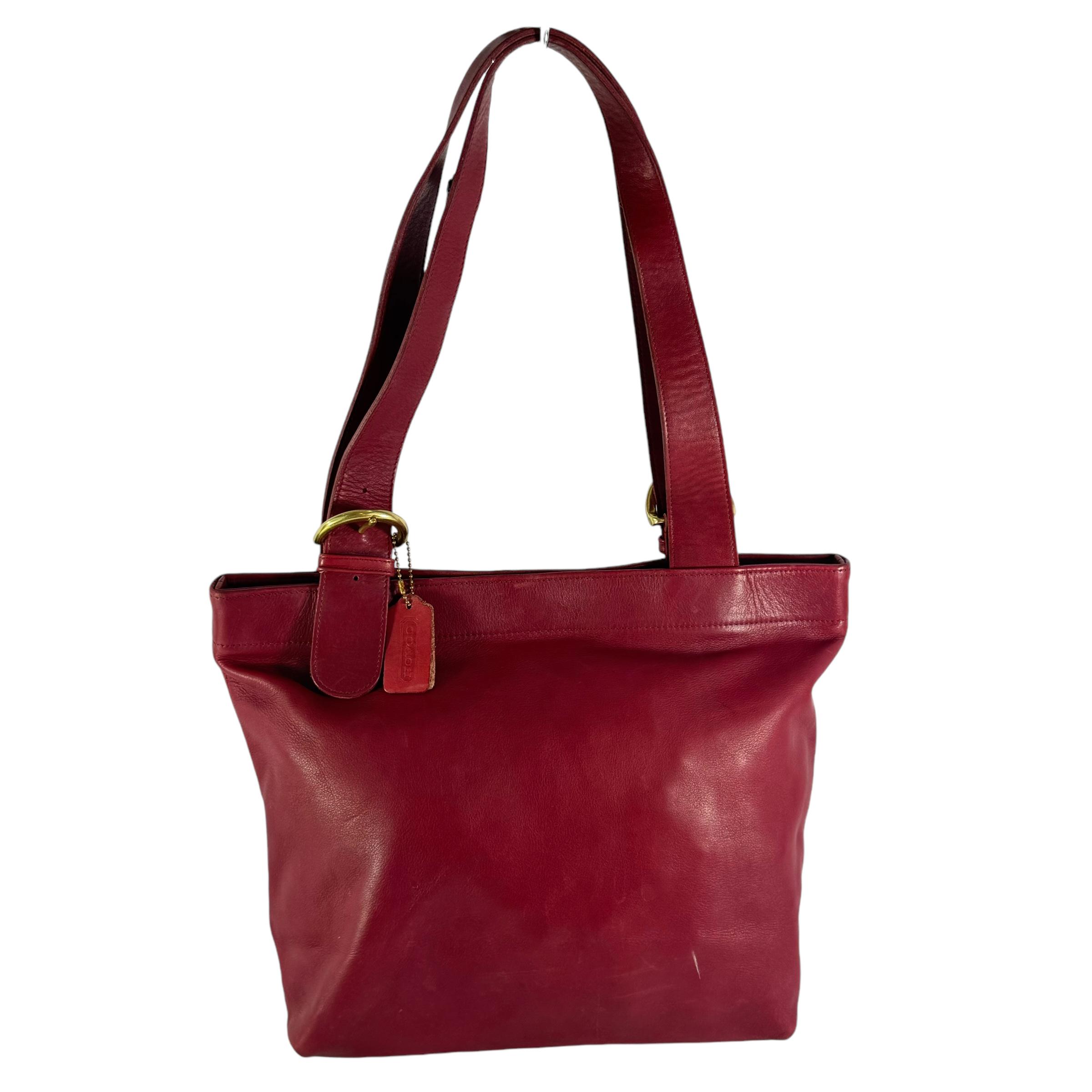 1997 COACH 4140 Red Leather Soho Lafayette Tote Bag Made in Costa