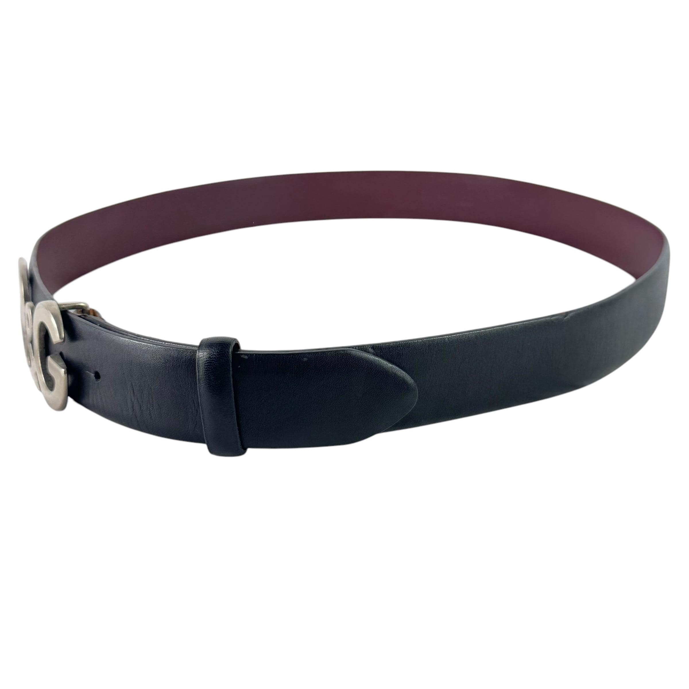 ドルチェ＆ガッバーナ ブラックレザー ヴィンテージ DGロゴバックル