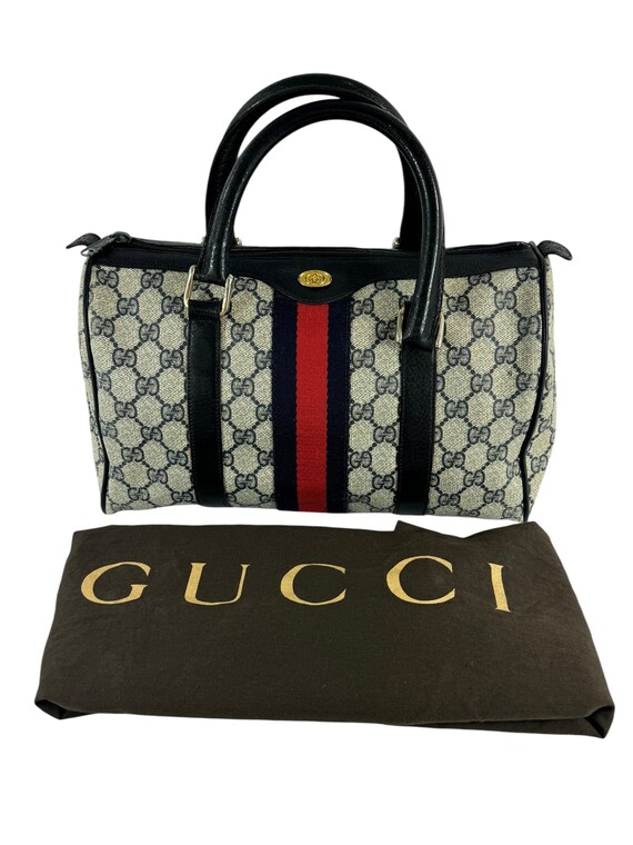 GUCCI Navy Blue Canvas Leather Accessory Collectio