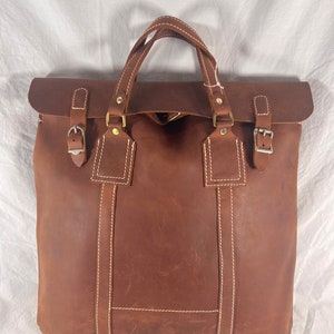10 % de descuento en cartera de viaje grande de cuero genuino marrón vintage resistente