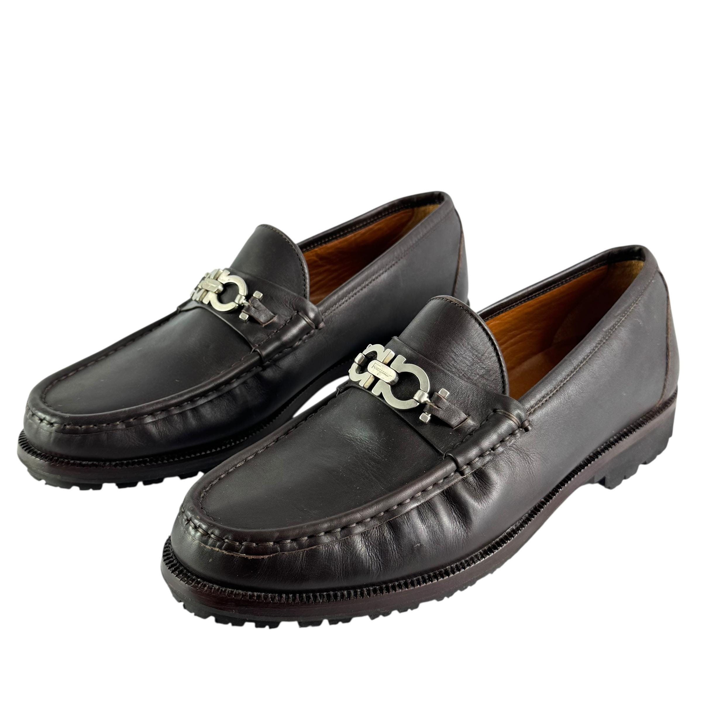 SALVATORE FERRAGAMO Gancini Diego Brown Leather Men\'s Loafers 8.5 US SALVATORE FERRAGAMO Gancini Diego Brown Leather Men main image 4