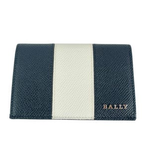 BALLY Black and White Leather Card Holder Made in Italy