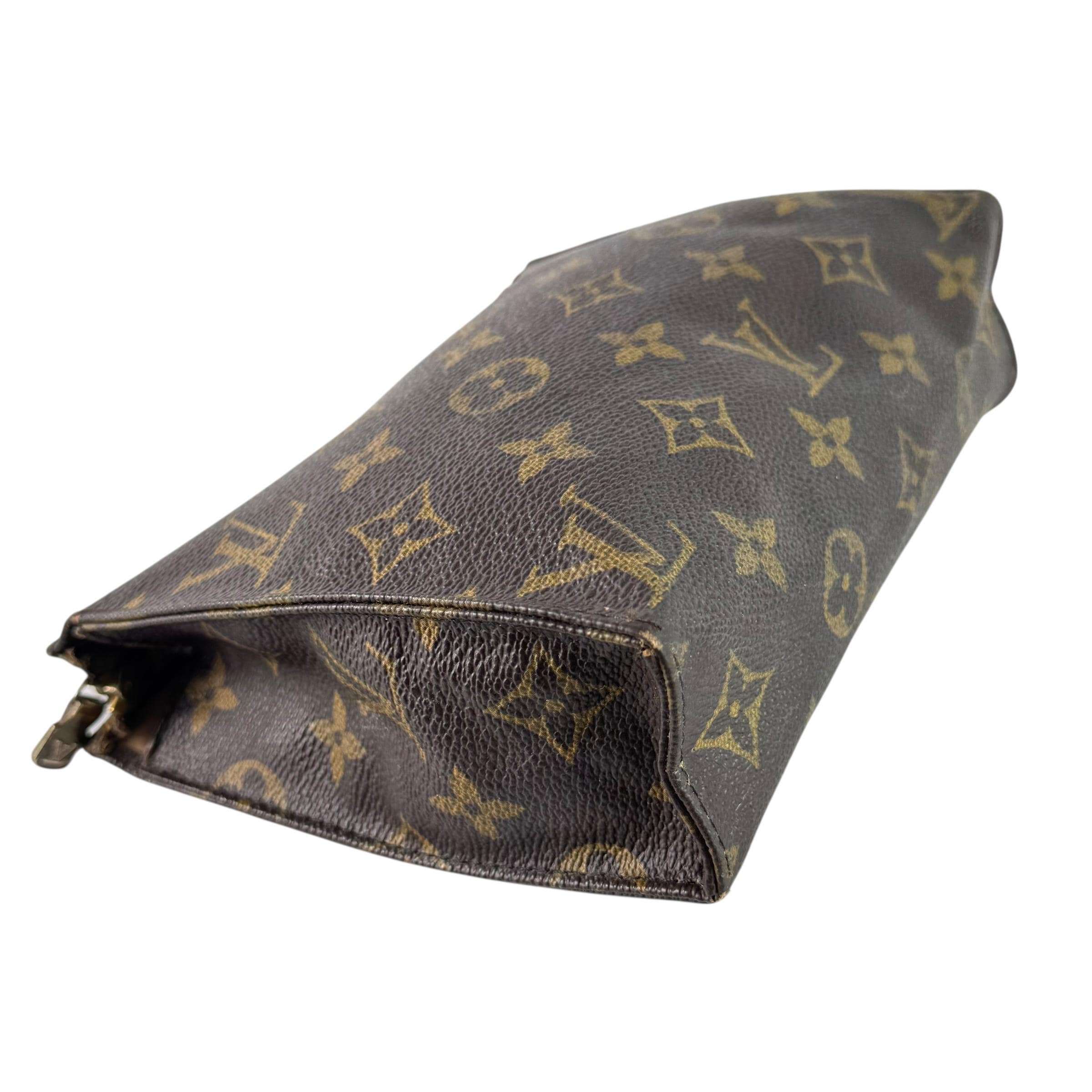 バッグ Louis Vuitton Vintage Pouch 80's LOUIS VUITTON Authentic Monogram Brown Canvas Toiletry Bag