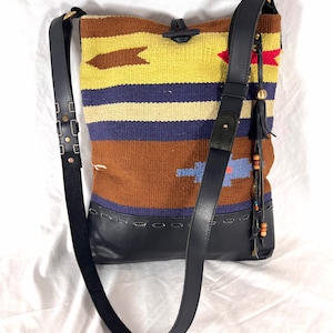 Anthropologie Woven Carpet Kilim Messenger Crossbody Bag Made in India