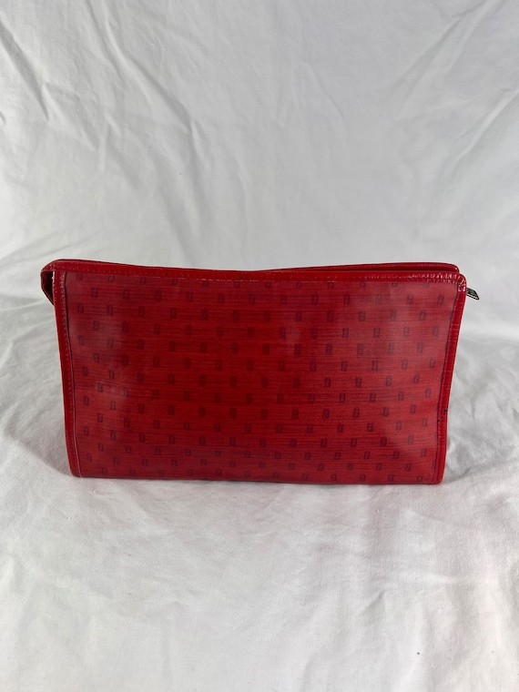 80's FENDI Red Canvas Micro FF Logo Pouch Clutch … - image 9