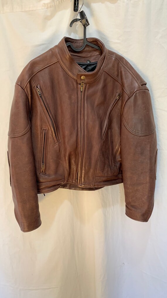CLASSIC LEATHER Vintage Brown Leather Motorcycle M