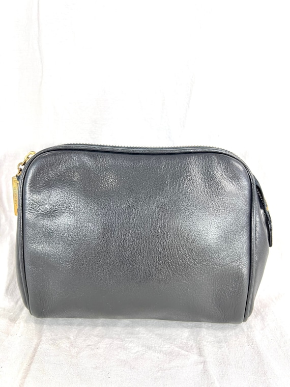 RALPH LAUREN Black Leather Toiletry Makeup Bag