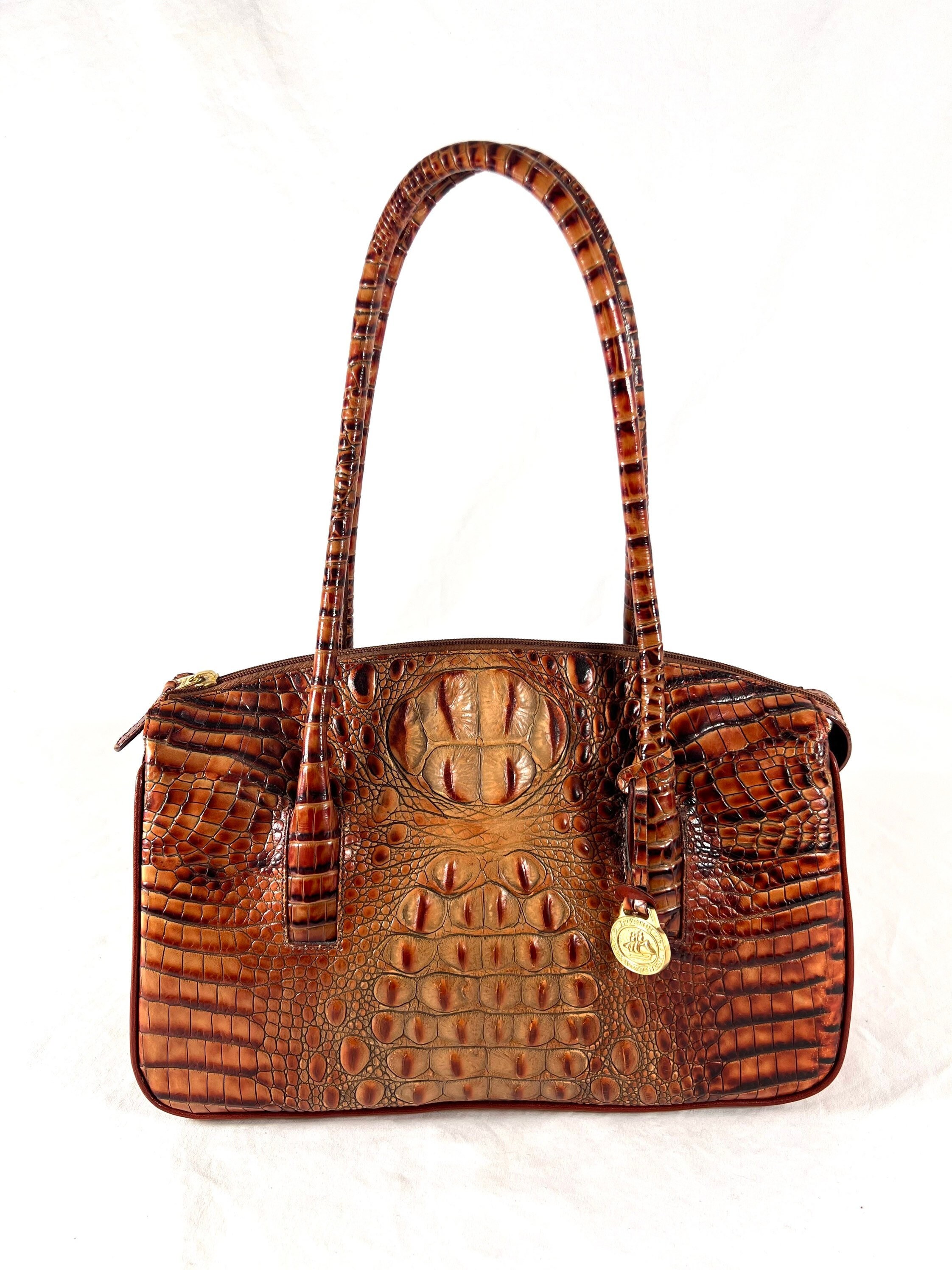 Vintage Brahmin embossed leather crocodile satchel shoulder bag