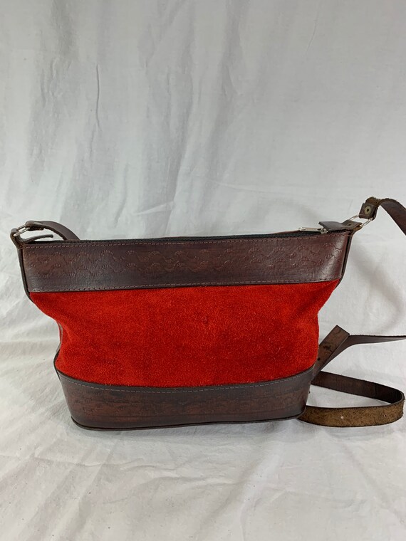 20% OFFSALE Great Vintage Red Suede and Brown Lea… - image 2