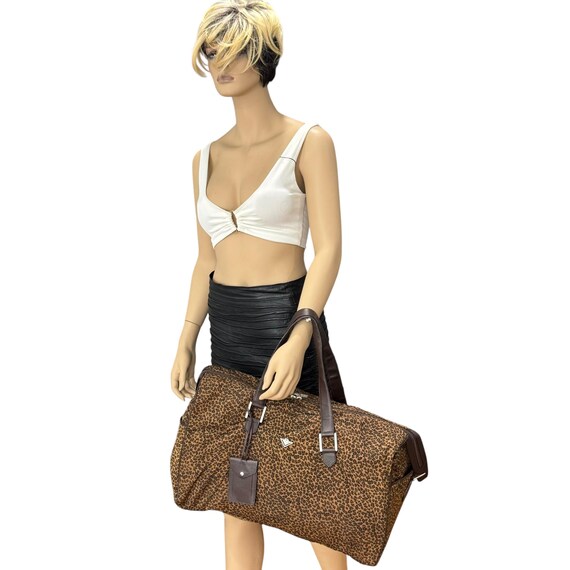 BOTTEGA VENETA Leopard Print Nylon Travel Weekender Duffle Bag