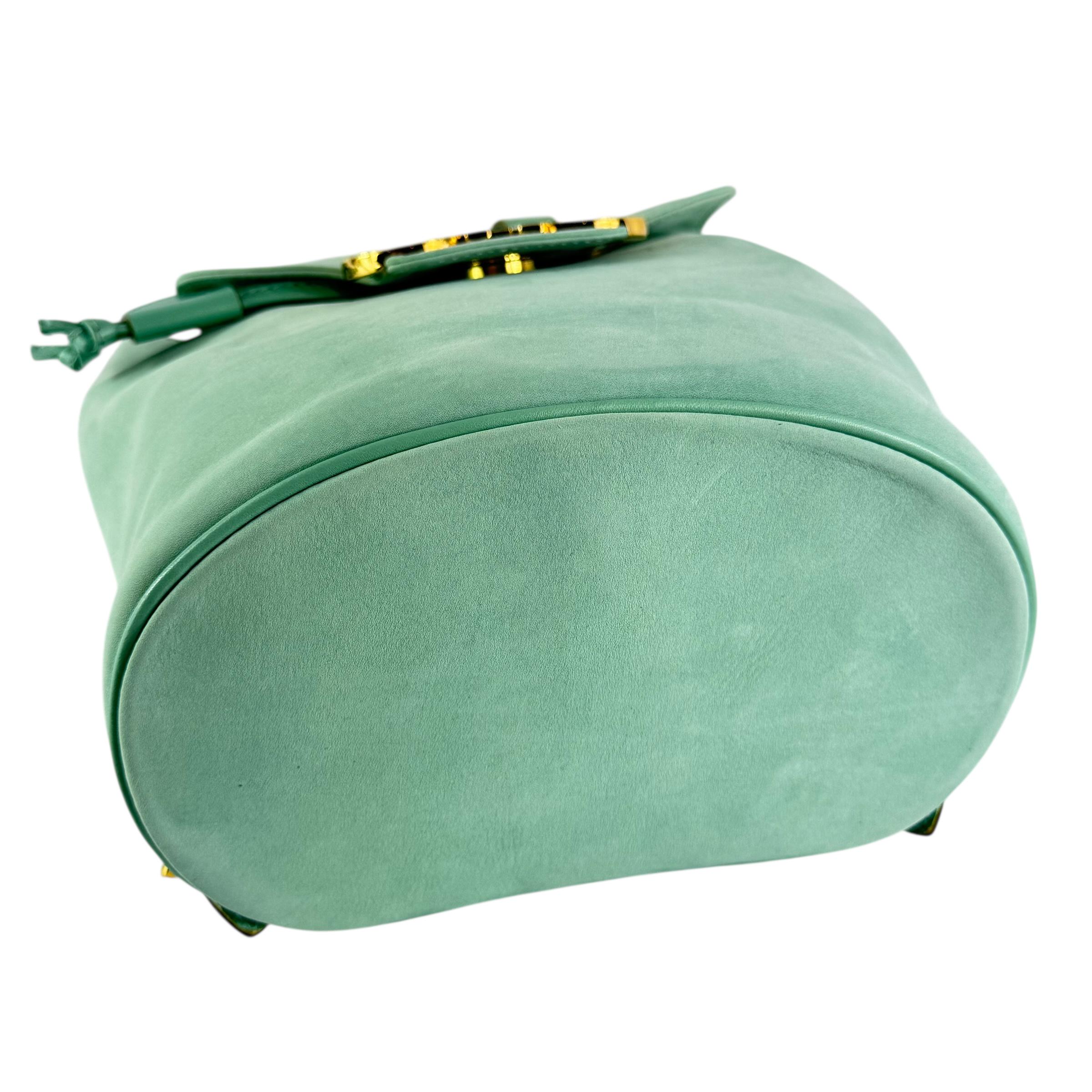 SALVATORE FERRAGAMO Gancini Light Turquois Nubuck Leather Backpack Made in Italy SALVATORE FERRAGAMO Gancini Light Turquois Nubuck Leather  main image 3