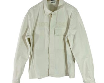 Camisa de manga larga para hombre DIOR de algodón blanco con logo bordado del alfabeto de 1947, fabricada en Italia, talla 48.