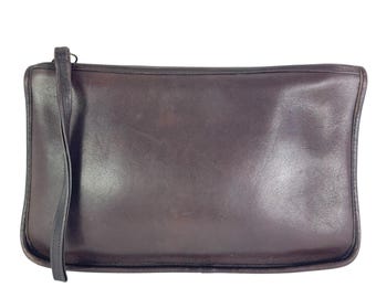 70's COACH Brown Leather Clutch Wristlet Bag Made in New York City USA