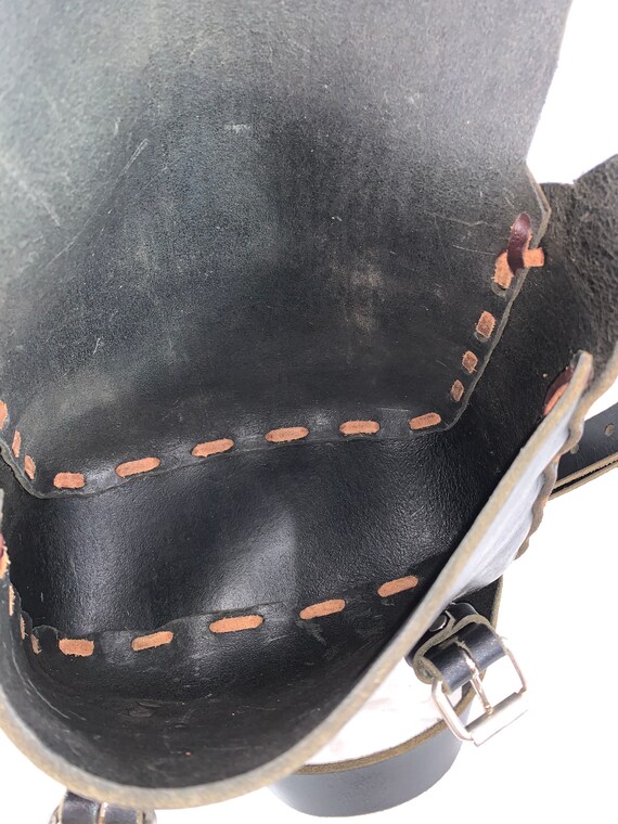 Vintage Genuine Black Leather Woven Thick Stitche… - image 9