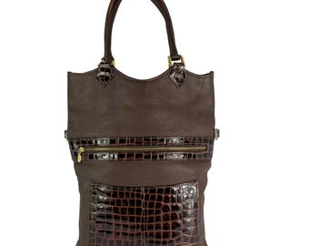 Great Authentic Brown Leather Tote Shoulder Bag