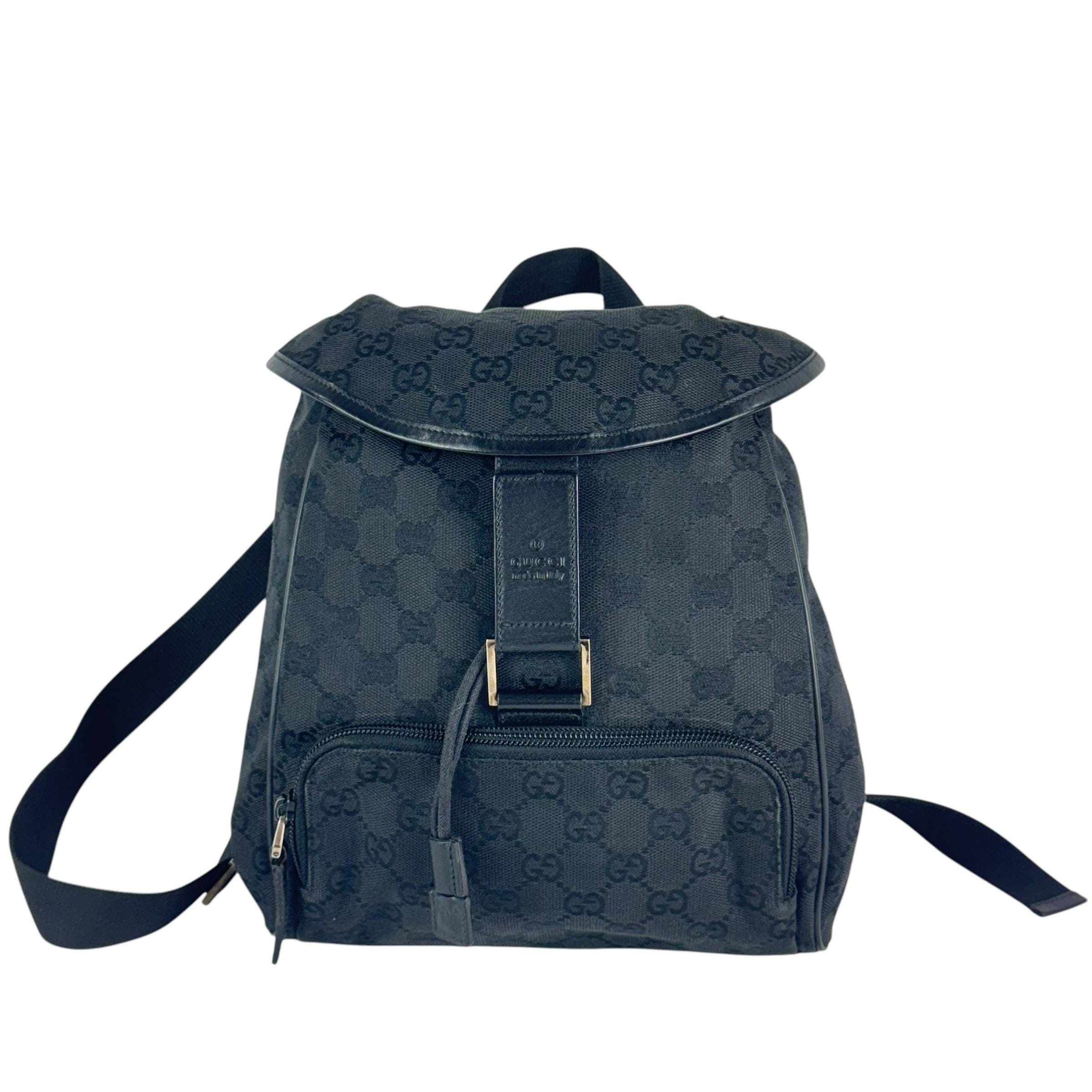 Authentic Gucci Monogram Mini Backpack Black Canvas GG logo Gucci Black Supreme GG Monogram Mini Backpack – Savonches main image 4