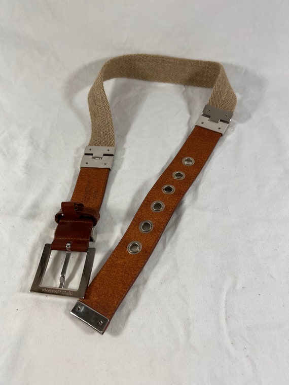 DOLCE & GABBANA Brown Leather Beige Nylon Women\'s Belt Made in Italy TG/40 XS Dolce & Gabbana Brown Leather Beige Nylon Women main image 3