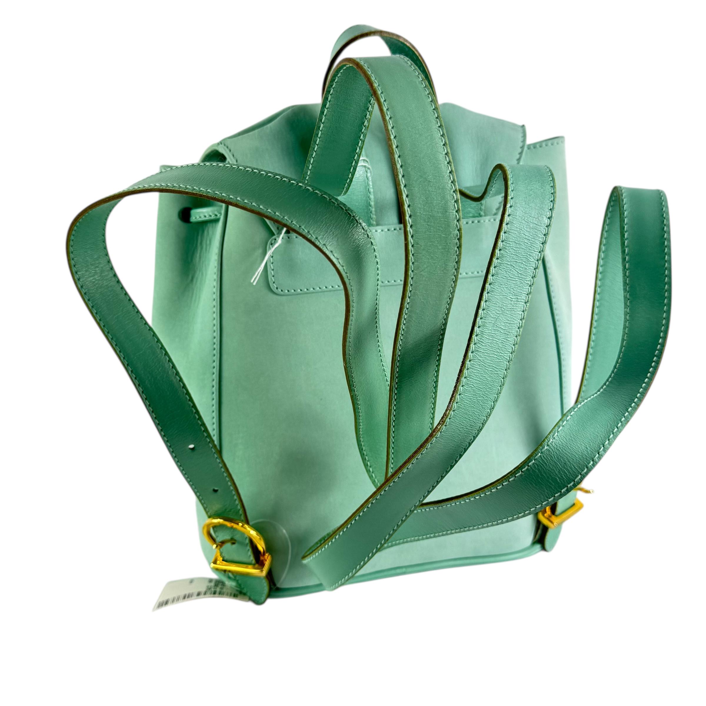 SALVATORE FERRAGAMO Gancini Light Turquois Nubuck Leather Backpack Made in Italy SALVATORE FERRAGAMO Gancini Light Turquois Nubuck Leather  main image 4