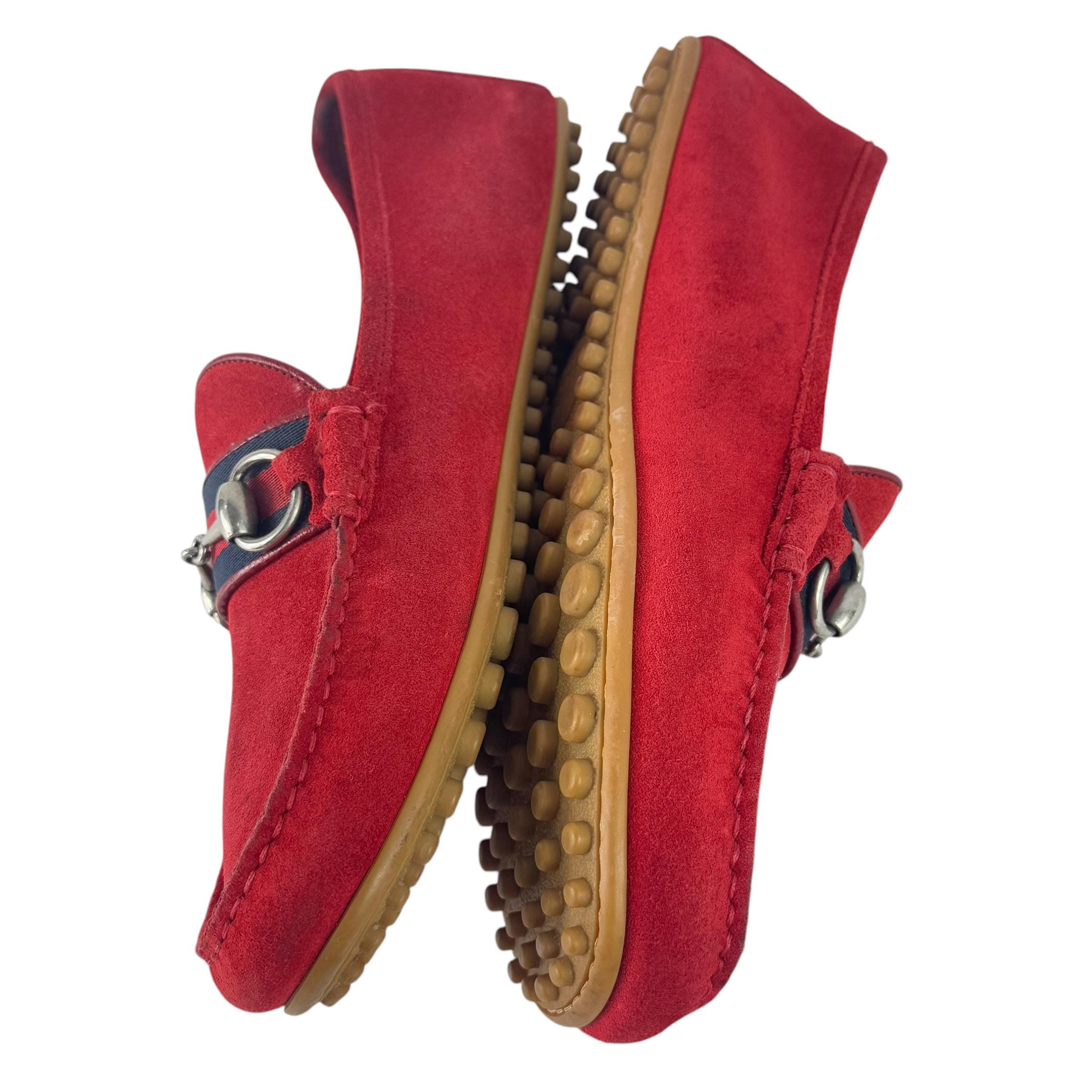 Men’s Suede Red Gucci Drivers Gucci Suede Drivers - Red Loafers, Shoes - GUC1495407 | The  main image 3