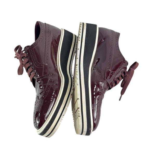 PRADA Brogues Burgundy Patent Leather Women Wingt… - image 7