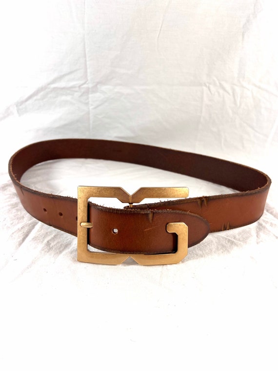 DOLCE and GABBANA Large D&G Square Logo Belt Tan L