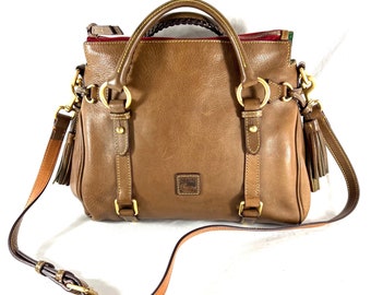 DOONEY & BOURKE Taupe Leather Satchel Crossbody Shoulder Bag