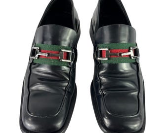 GUCCI Black Leather Horsebit Loafers.size 38-1/2 - Etsy