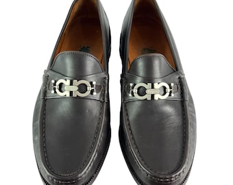SALVATORE FERRAGAMO Gancini Diego Brown Leather Men's Loafers 8.5 US