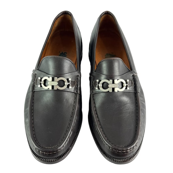 SALVATORE FERRAGAMO Gancini Diego Brown Leather Men display picture 2