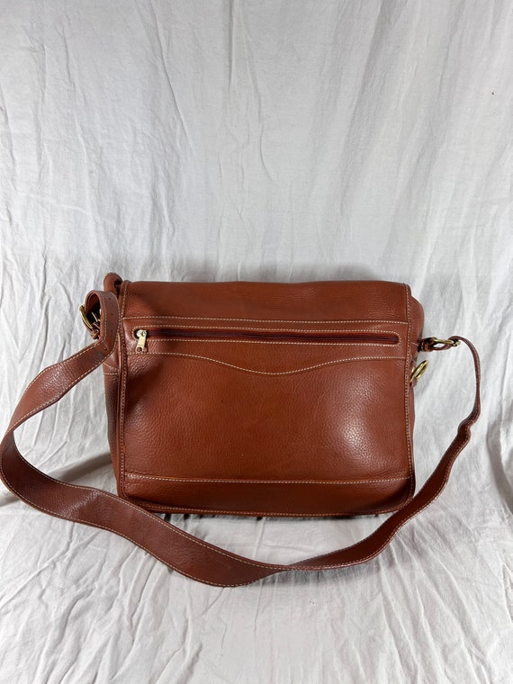 Vintage Authentic Tan Leather Briefcase Messenger… - image 2