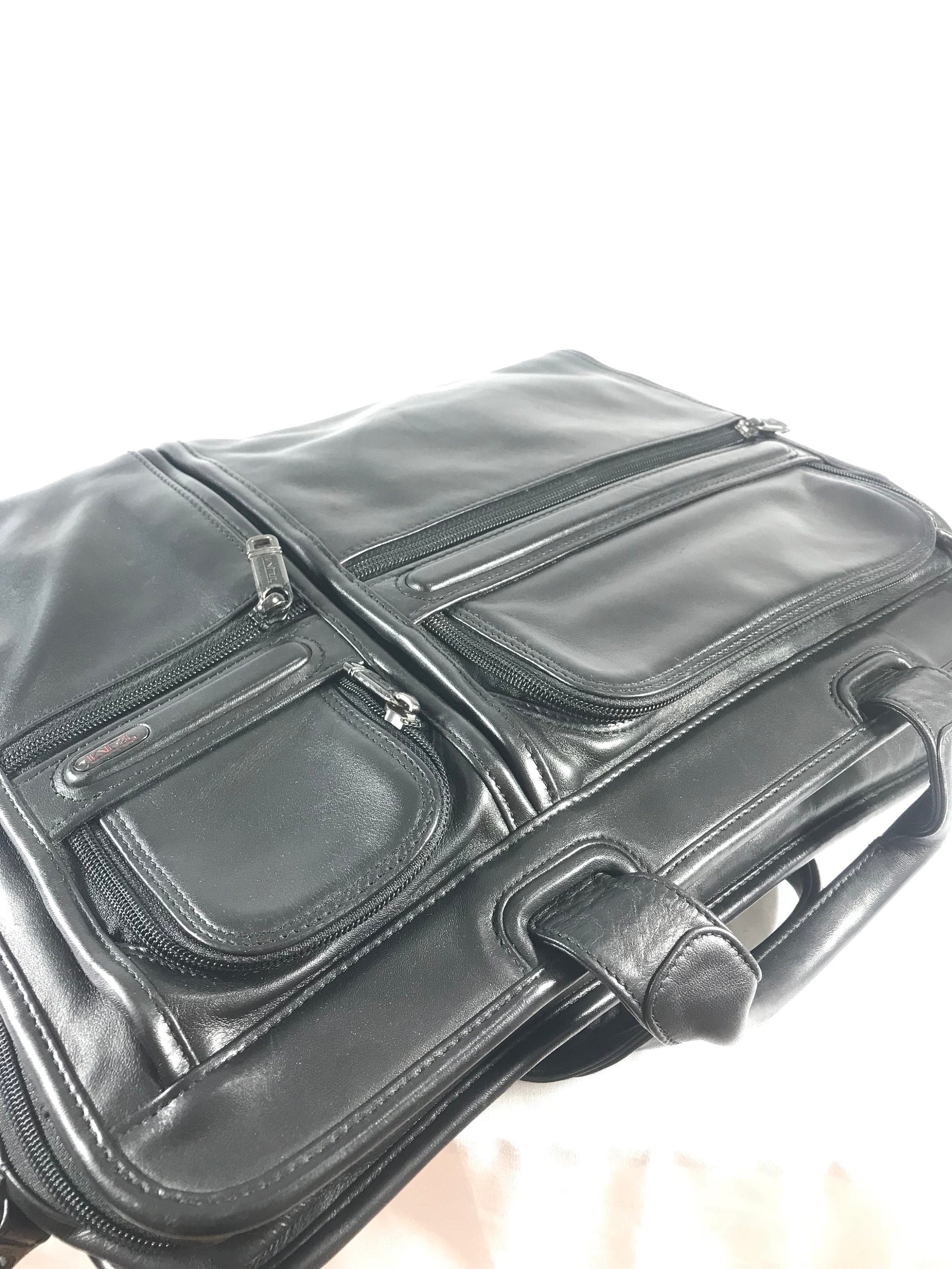 TUMI Great Vintage Authentic Black Leather Briefcase Messenger Etsy