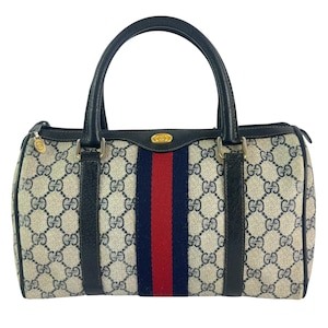 Colección de accesorios GUCCI Bolso Boston Supreme de lona azul marino Línea Sherry