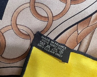 HERMES Cliquetis Yellow 100% Silk With Swords Pattern Scarf Made