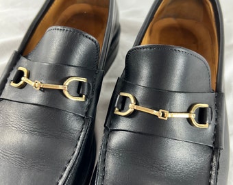 GUCCI Black Leather Horsebit Men Loafers Made in Italy 