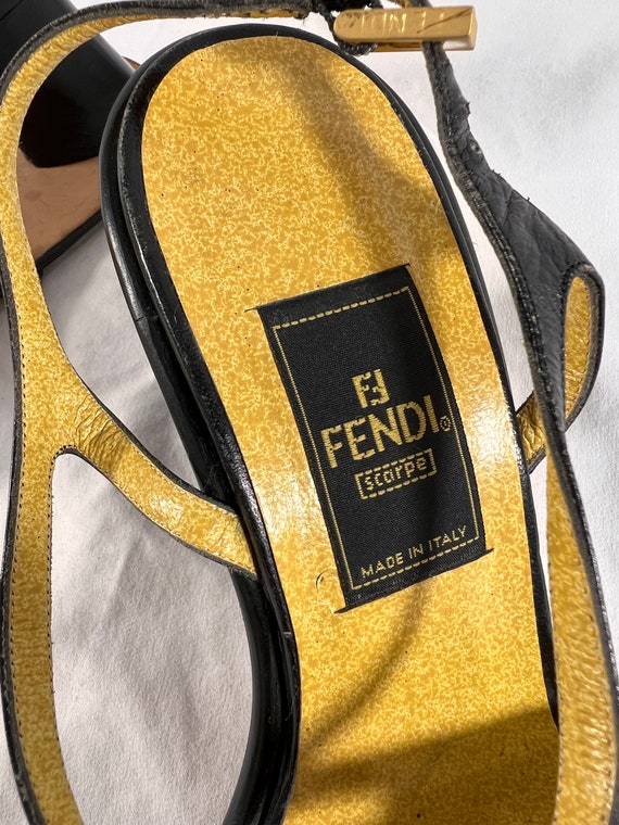 Vintage FENDI Zucca Logo Plaque Heels Sandals 36 … - image 2