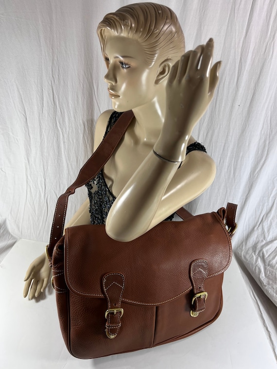 Vintage Authentic Tan Leather Briefcase Messenger… - image 10