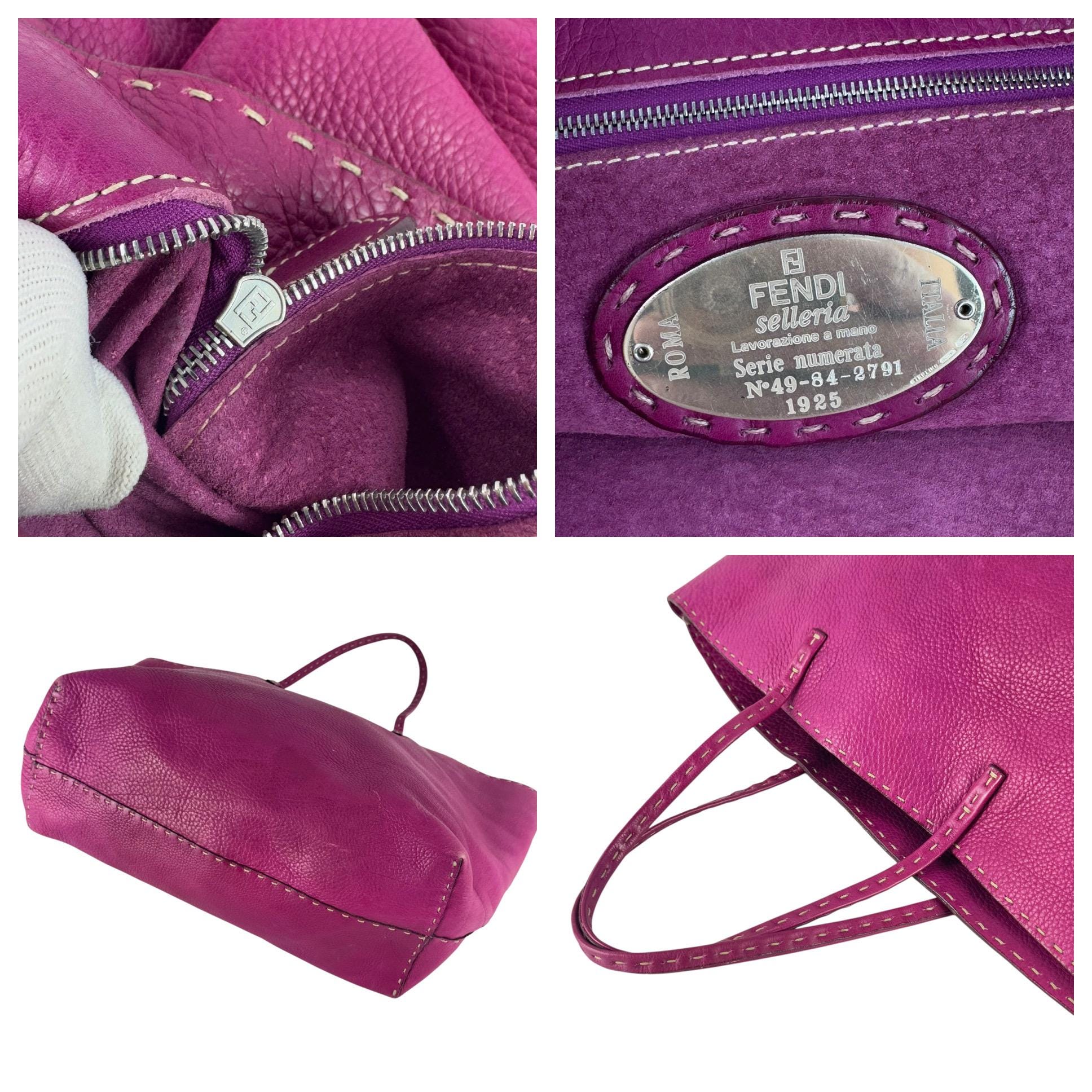 FENDI Pink/fuchsia Leather Selleria 925 Tote Shoulder Bag
