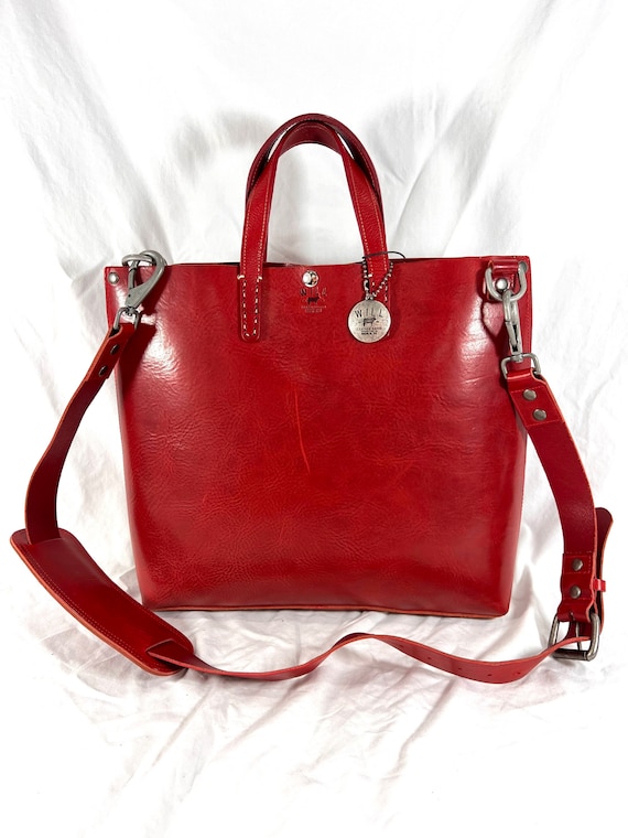 WILL LEATHER GOODS Red Leather Business Tote Cros… - image 1