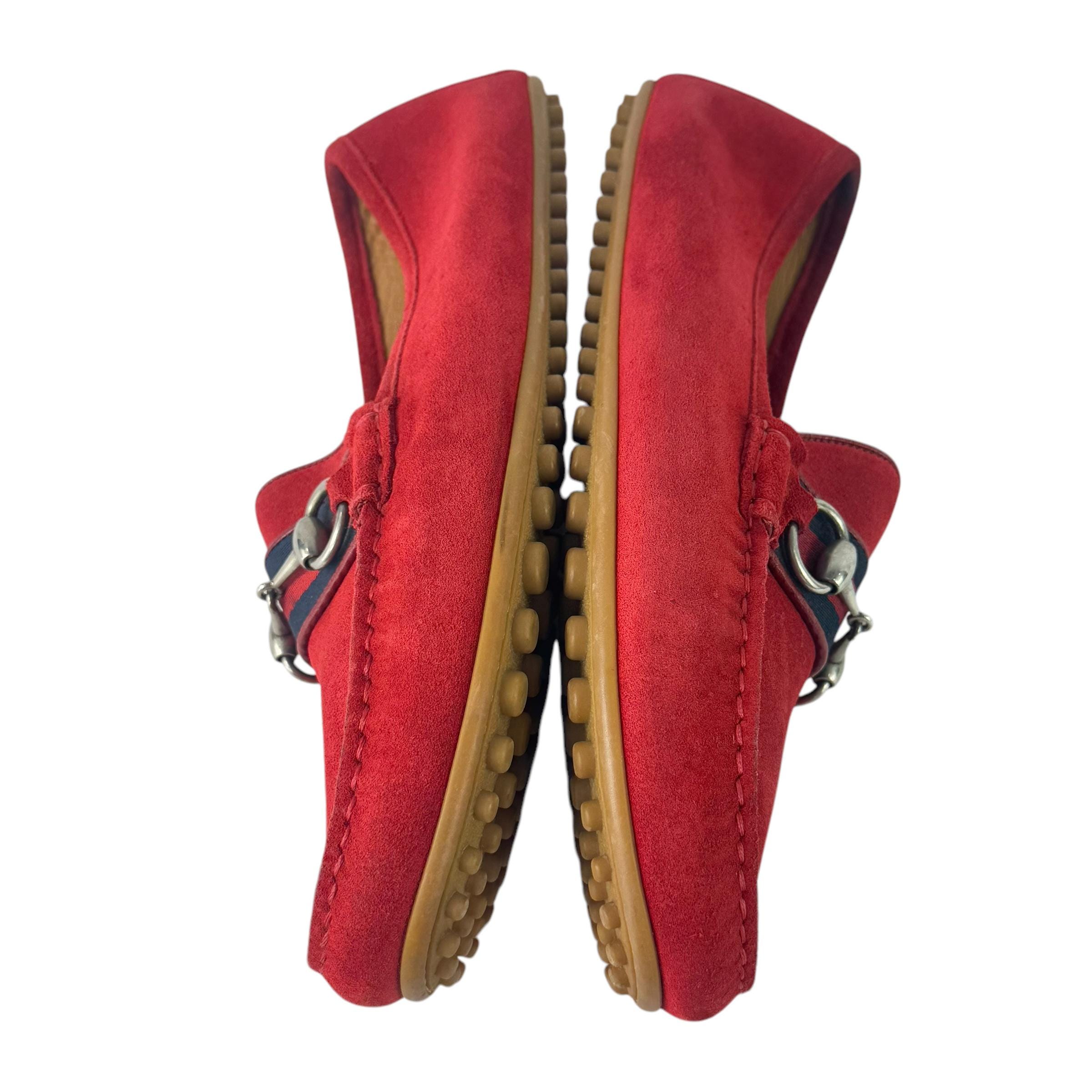 AUTHENTIC Gucci Red Leather Loafers for Men (DUST BAGS ONLY) (WORN ONCE) Gucci New Canvas GG Monogram Malaga Kid Horsebit Womens  main image 4