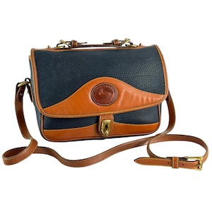 DOONEY & BOURKE Carrier Granatowo-brązowa skórzana torba typu crossbody Made in Costa Rica
