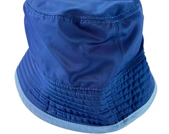 PRADA Blue Nylon Unisex Bucket Hat Metal Triangle Logo Made