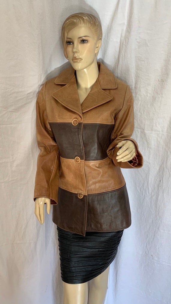 RUDSAK 90's Brown/Tan Leather Women's Jacket Size 