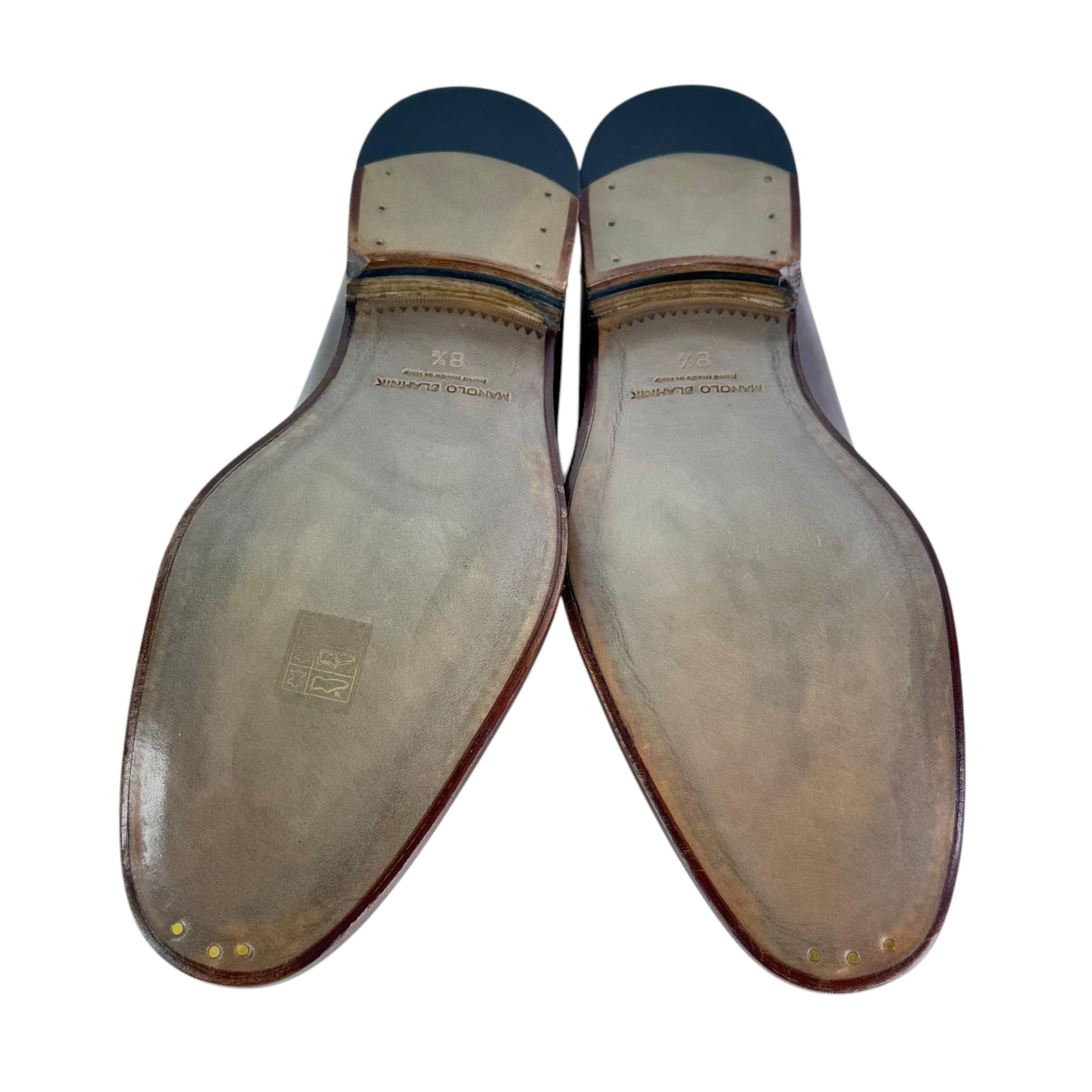 MANOLO BLAHNIK Brown Leather Men\'s Penny Loafers Made in Italy 8.5UK - 9.5US MANOLO BLAHNIK Brown Leather Men main image 4