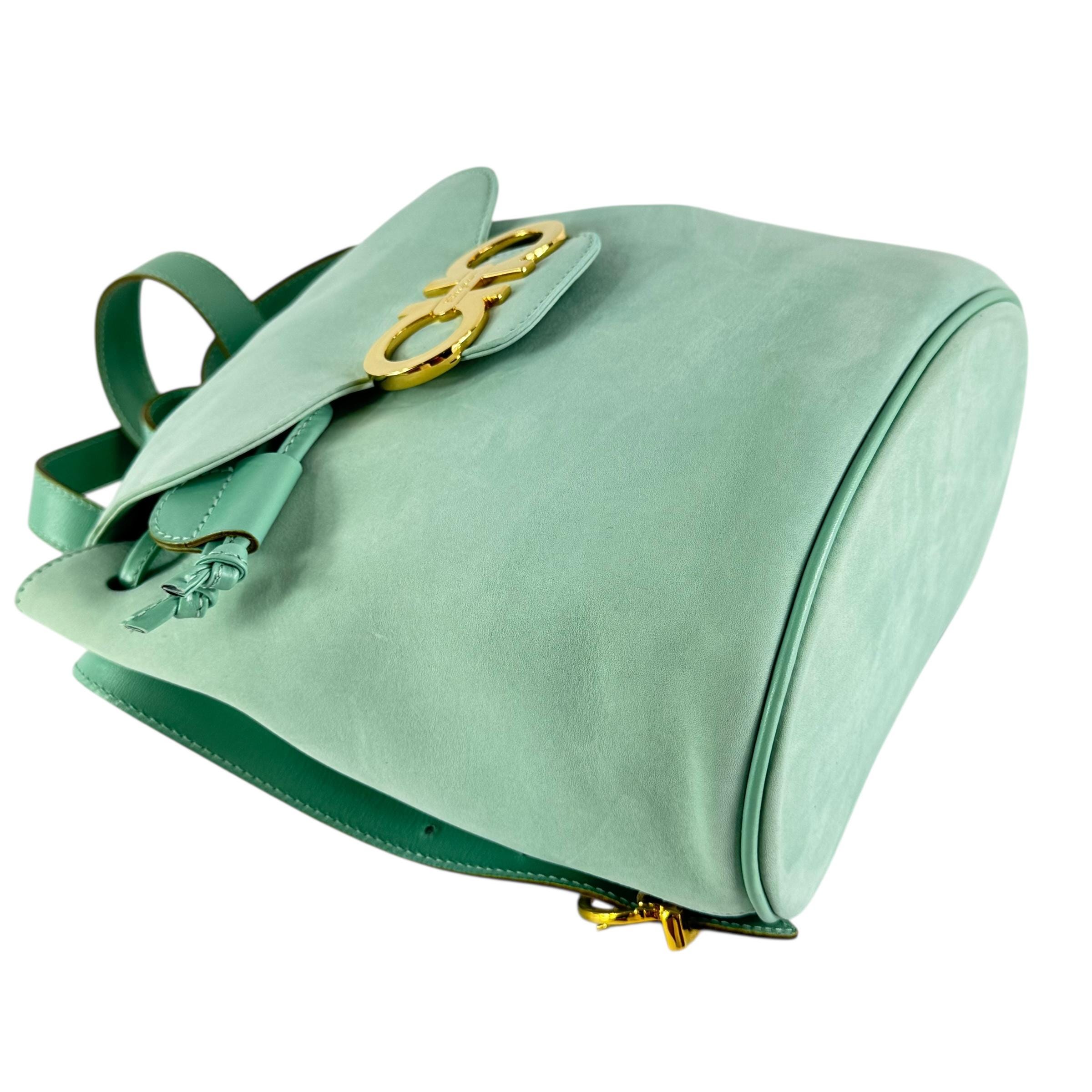 SALVATORE FERRAGAMO Gancini Light Turquois Nubuck Leather  display picture 3